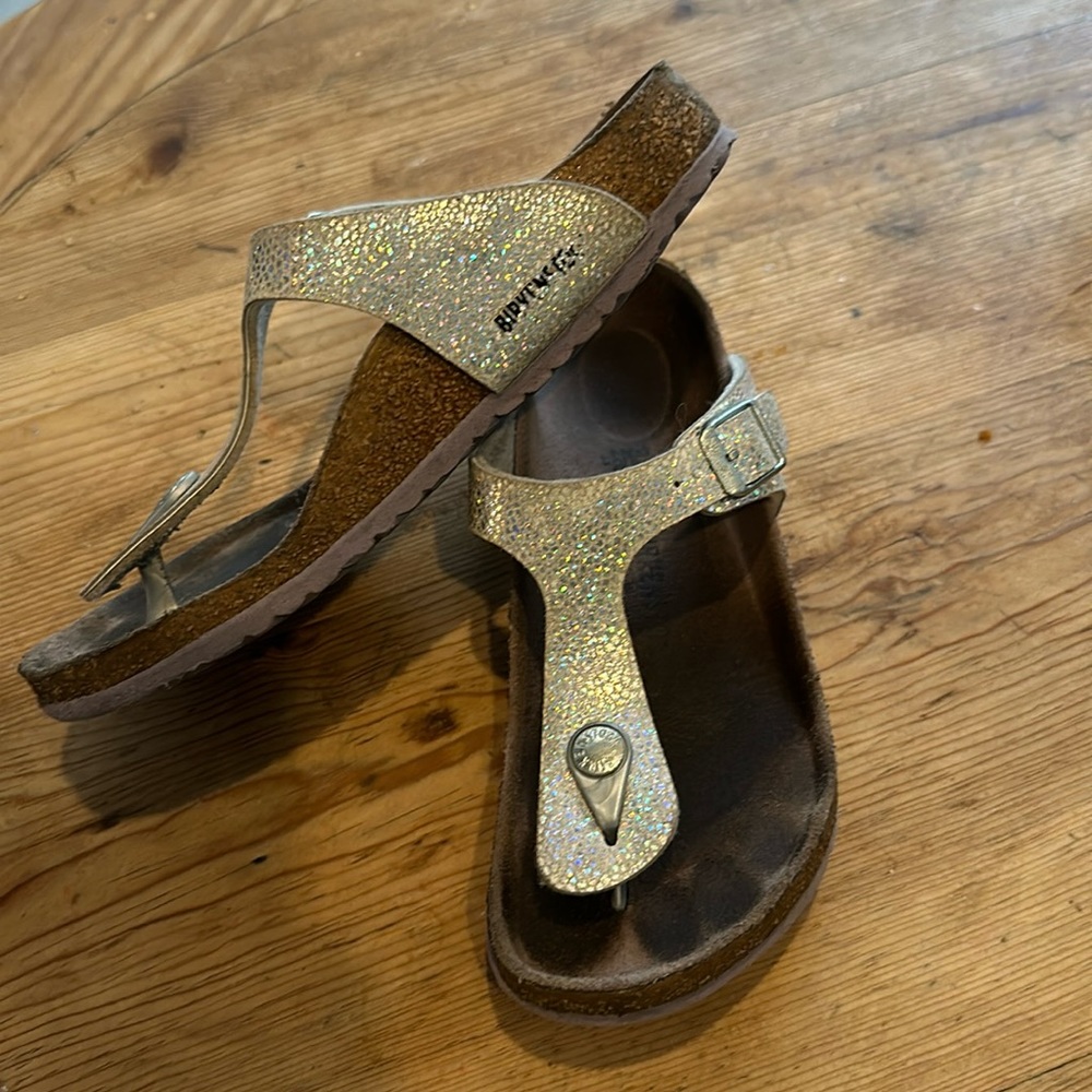 Birkenstock shiny silver sandal